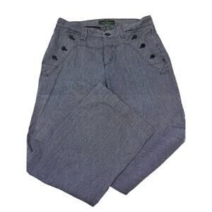 Ralph Lauren Sz 8 Navy Striped Denim Sailor Trouser Pant With Detail Stitching